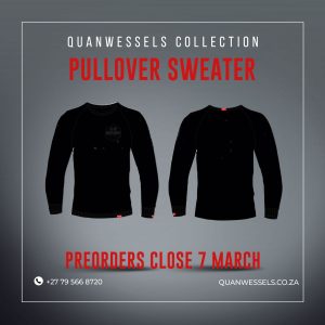 QuanWessels Winter Collection - Black Pullover Sweater with Black Logo on left chest