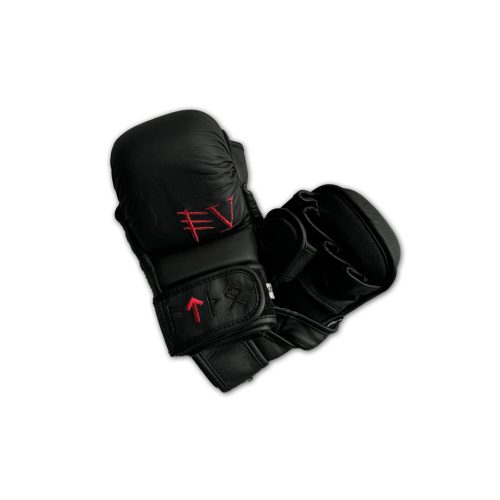 Black Leather MMA 8oz Gloves. Martial Arts Training.